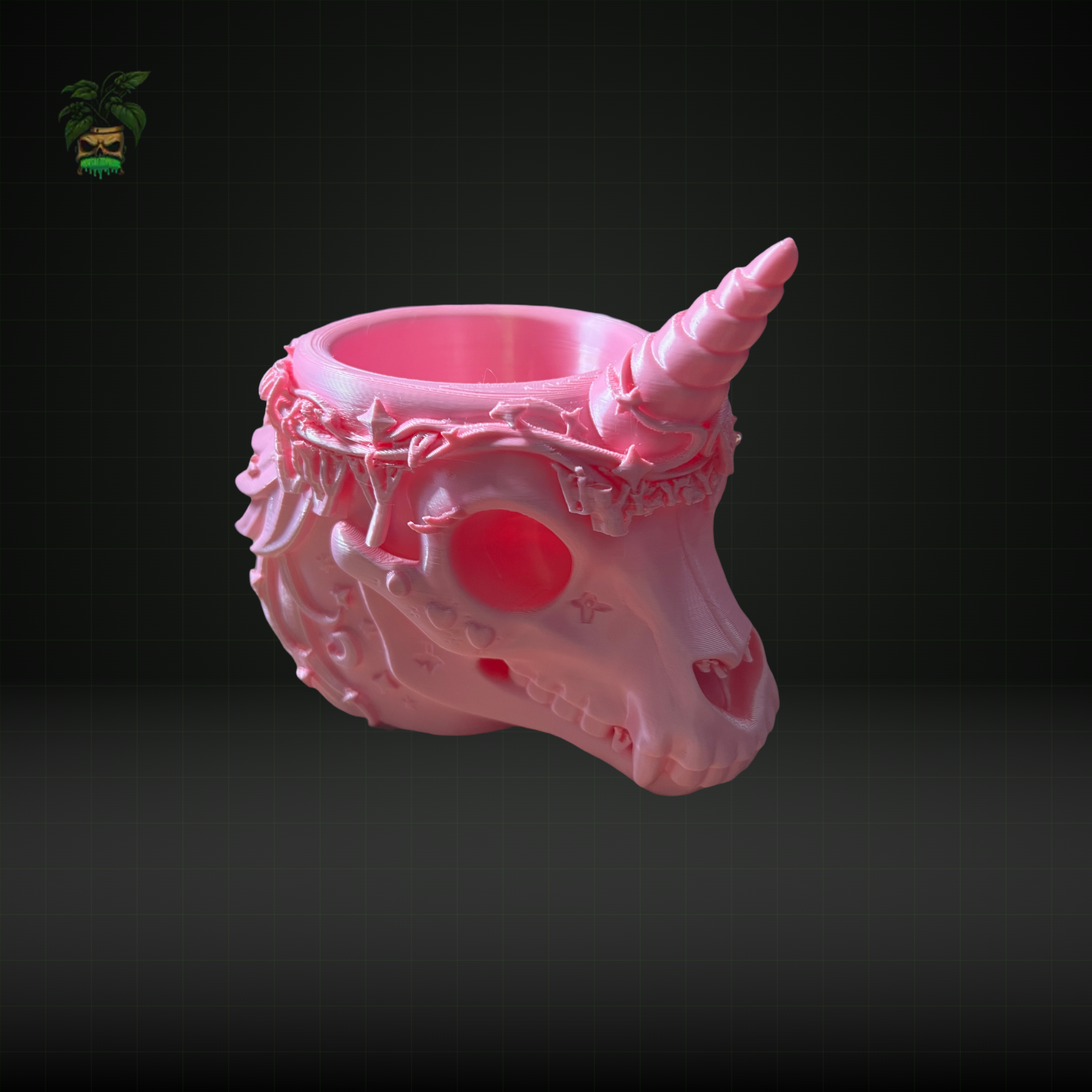 810 - 3D-Printed Unicorn Skull Pot