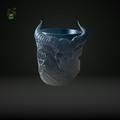 809 - 3D-Printed Decorative Pot with Skull and Horn Design