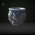 808 - Intricately Designed 3D-Printed Pot with Birds and Skulls